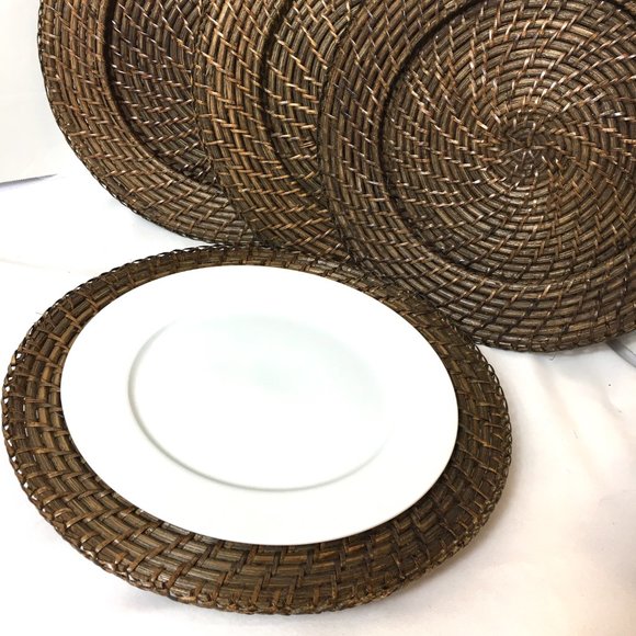 Rattan Charger Espresso Color Set of 4 - Picture 12 of 14